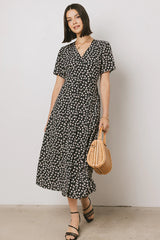 Malik Floral Midi Dress in Black FINAL SALE