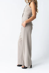 Carrie Pleated Trousers in Long Taupe