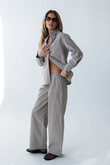 Hailey Striped Button Up in Beige