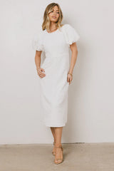 Henry Textured Midi Dress in White FINAL SALE