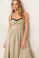 POLKA DOT PASSION MAXI DRESS TAUPE