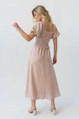 Renley Plaid Midi Dress in Clay