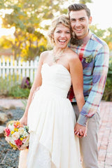 Sweetheart High Low Chiffon Wedding Dress With Tiers And Crystal Detailing