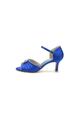 Crystal Open Toe Buckle Strap Chunky Heels