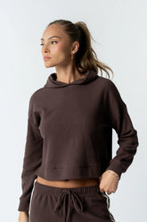 Kourtney Waffle Knit Hoodie in Brown