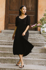 Nina Crocheted Midi Dress in Black FINAL SALE