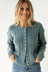 Katira Button Up Sweater in Blue