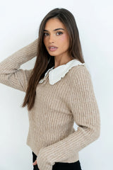 Bobbi Collared Sweater in Mocha