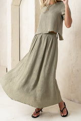 Elani Maxi Skirt in Olive FINAL SALE