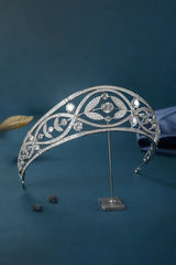 Silver Crystal Laurel Leaf Tiara