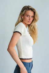 Kinley Contrast Sweater in Ivory