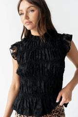Rodney Smocked Blouse in Black