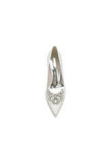 Sparkle Pointed Toe Glitter Chunky Heels With Rhinestone