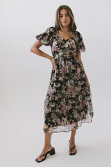 Angelique Floral Tie Dress in Black FINAL SALE