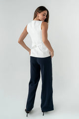 Penny Button Up Vest in White