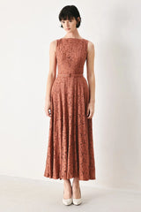 TRUE ROMANCE RUST LACE MIDI DRESS