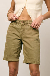 Layla Denim Shorts in Olive