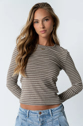 Indiana Striped Top in Beige
