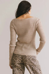 Gemma Sheer Ribbed Top in Tan FINAL SALE