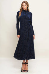 Size Small VELVET GALAXY CHARM MIDI DRESS NAVY FINAL SALE