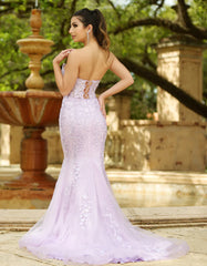 Reva Corset Gown Lilac Floral Lace Dress