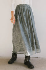 Grace Floral Tulle Skirt in Teal FINAL SALE