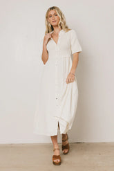 Nicole Smocked Maxi Dress in Cream FINAL SALE