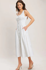 SEASIDE BRUNCH WHITE MIDI DRESS