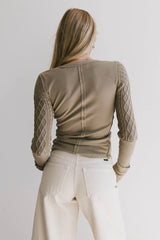 Naomi Cable Knit Sleeve Top in Olive FINAL SALE