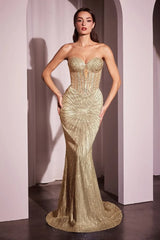 Maddox Gown Gold STRAPLESS GLITTER EMBELLISHED GOWN