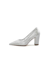 Pointed Toe Slip on Lace Wedding Shoes