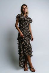 James Ruffle Maxi Dress in Black FINAL SALE