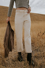 Amber Wide Leg Jeans in Cream
