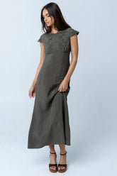 Tammy Embroidered Maxi Dress in Olive