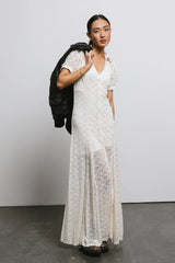Lace Button Up Dress in Cream FINAL SALE