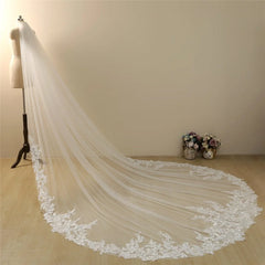 Vintage Lace Trim Transparent Wedding Veil Bridal Veil