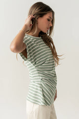 Devin Striped Top in Green