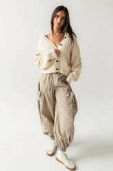 Emory Striped Baggy Pants in Mocha FINAL SALE