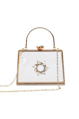 Womens Clear PVC Rhinestones Crossbody Evening Clutch Bags