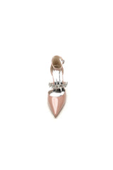 Rhinestone Leather Shoes with Ankle Strap