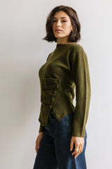 Jerzey Asymmetrical Sweater in Olive FINAL SALE