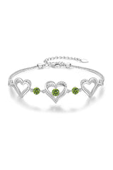 Silver Love Heart Link Birthstone Bracelets