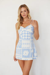 Asteria Printed Mini Romper Dress