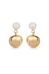 Small Pebble and Pearl Dangle Earrings