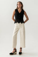 Vicky Crochet Vest in Black