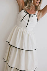 Liza Contrast Trim Dress in Cream FINAL SALE
