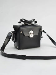 Womens Bowknots Box Shoulder Bags in Vegan Leather