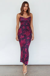 Moana Floral Maxi Dress Grape