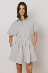 Erica Button Front Mini Dress in White FINAL SALE