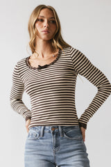 Kiya Striped Top in Brown